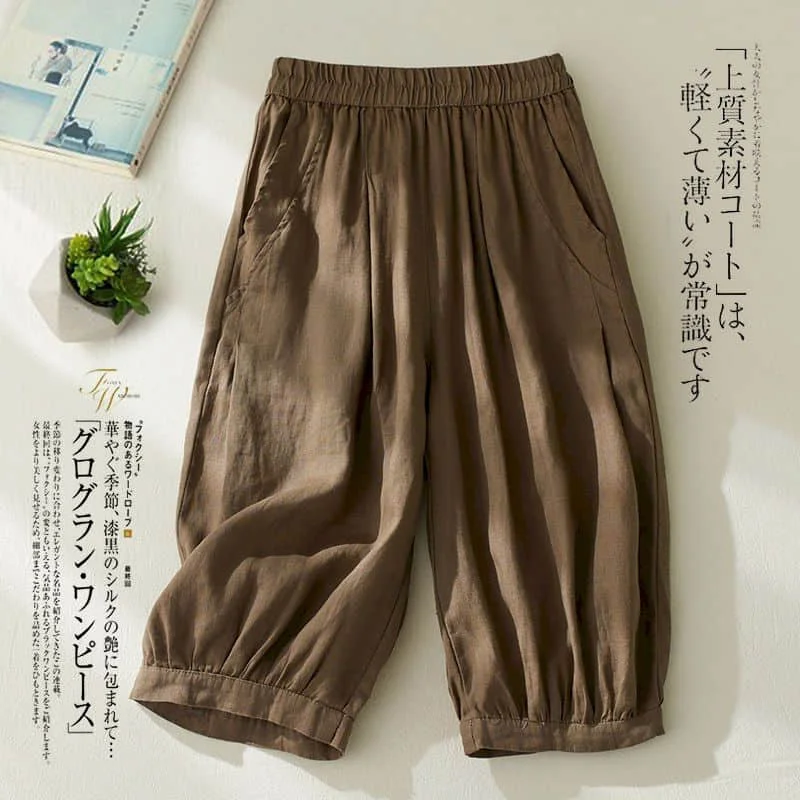 

Cropped Pants for Women Minimalism Summer Sale Korean Style Elastic Waist Five-point Trousers Harem Pants Casual Women Clothing