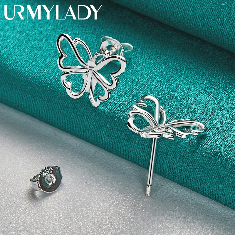 

URMYLADY 925 Sterling Silver Butterfly Earring Stud Earrings for Women Charm Wedding Engagement Fashion Jewelry