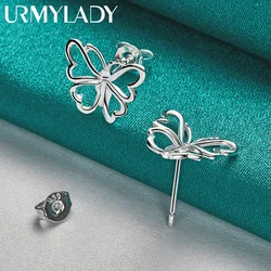 URMYLADY 925 Sterling Silver Butterfly Earring Stud Earrings for Women Charm Wedding Engagement Fashion Jewelry