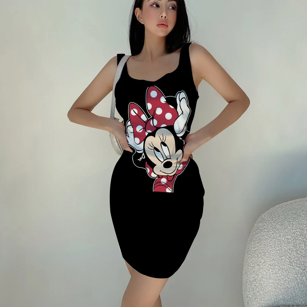 Mickey Mouse print dress sexy slim fashion casual comfortable short dress kawaii summer women's new style