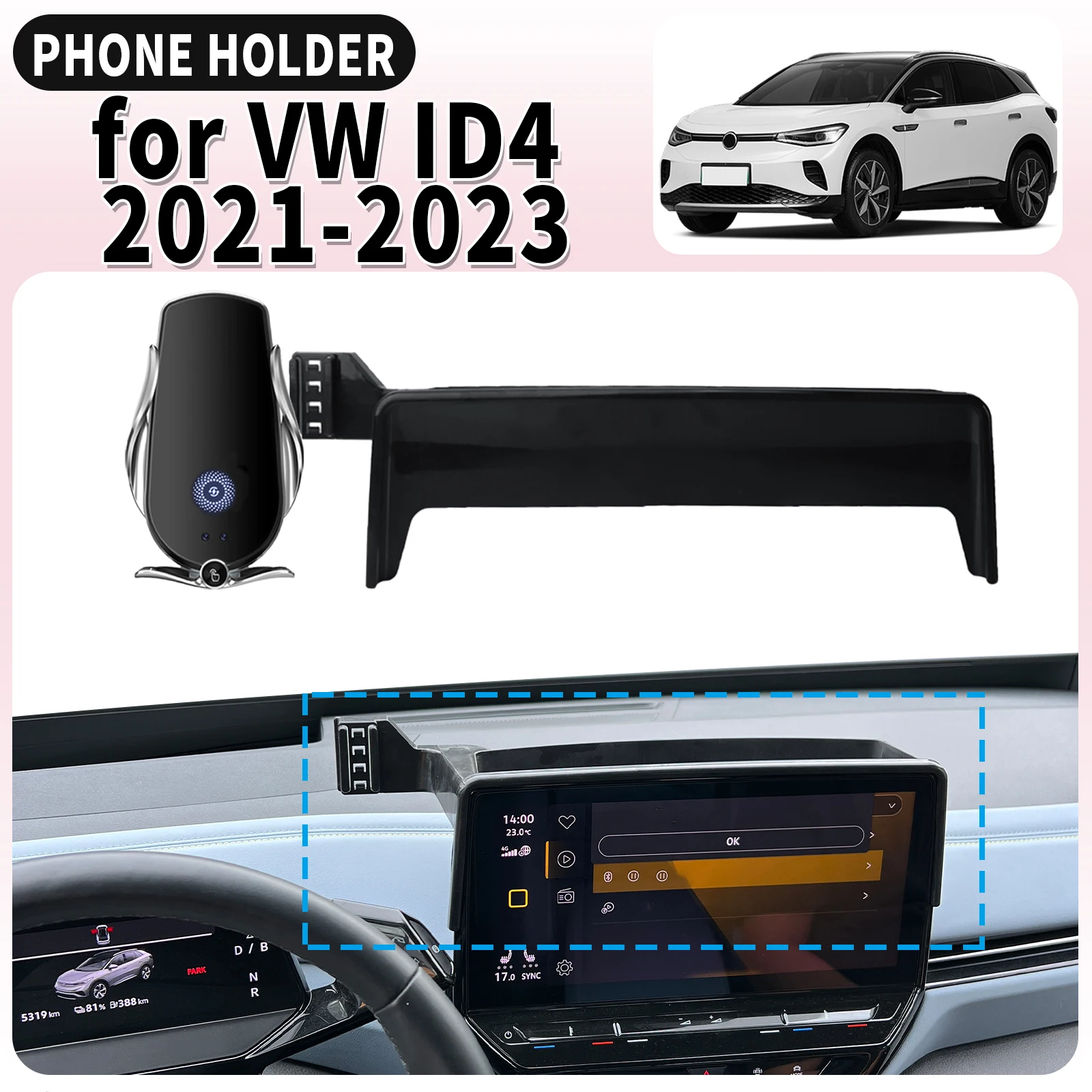 

fit for VW ID4 ID.4 2021 2022 2023 Screen Base Mount Phone Holder Dedicated Clip-On Navigation Bracket Car​​ accessoires