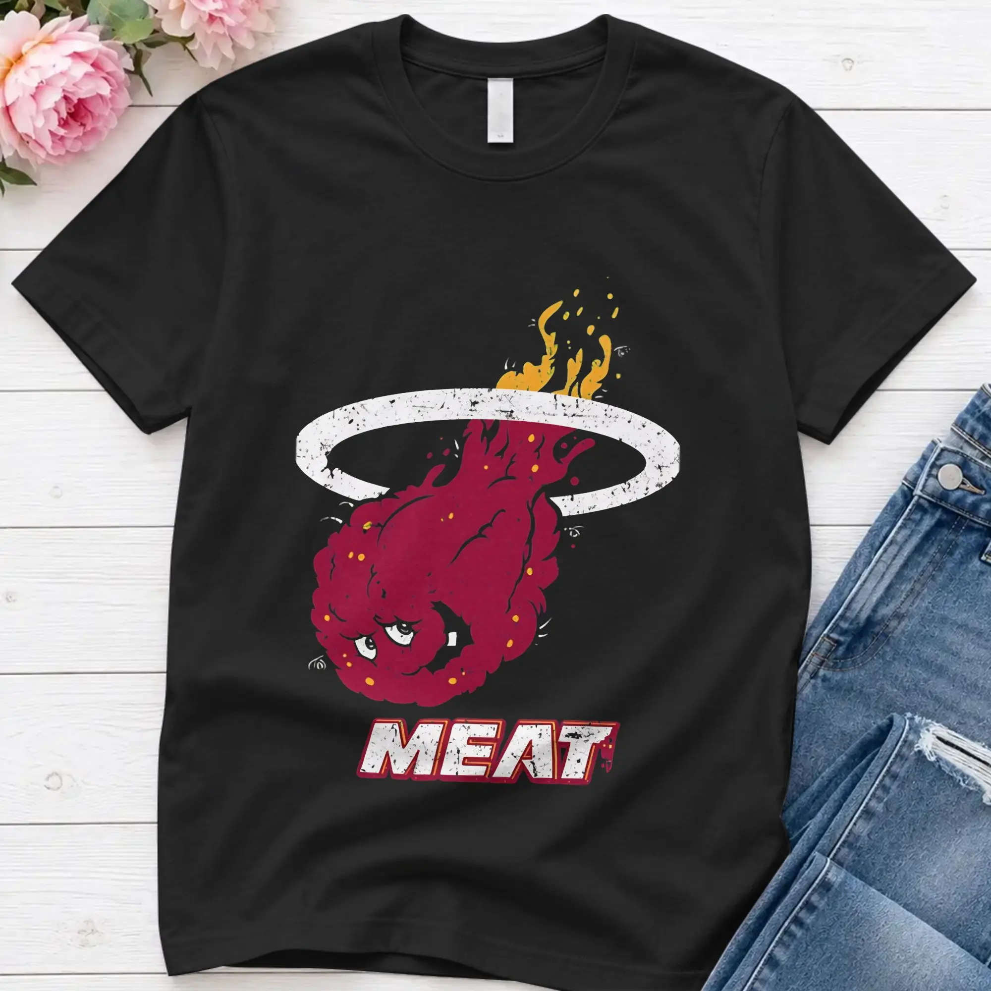 Men Basketball Team Miami Meat Hunger Force T Shirt Aqua Teen Hunger Force Cotton Clothes Leisure Round Neck Tee Shirt