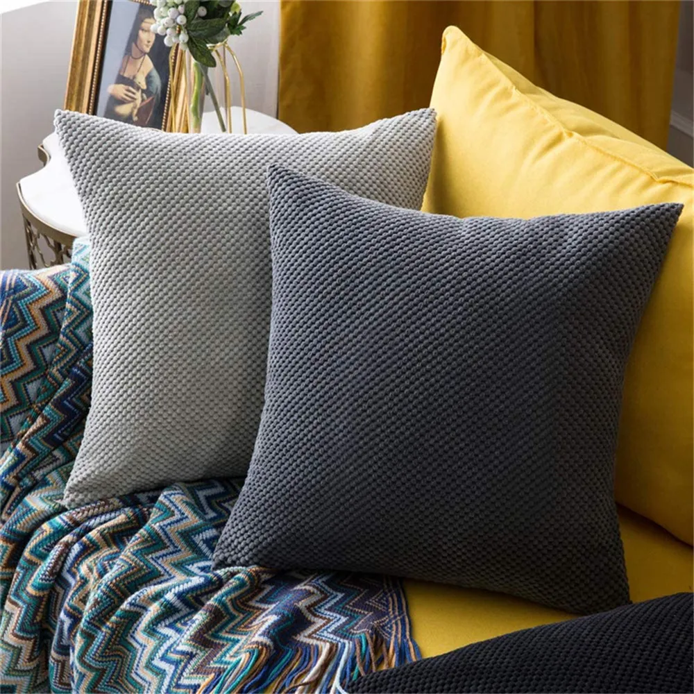 CANIRICA 9 Colors Home Corduroy Solid Color 45x45cm Nordic Style Pillow Cover for Living Room Sofa Decorative Pillow Cover