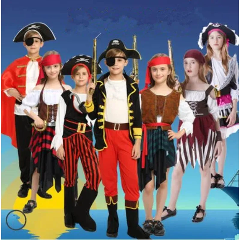 Dzieci Fantasia Cosplay kapitan piratów odzież kostiumy piratów kostium na Halloween chłopiec dziewczyna przebranie kostiumy karnawałowe dla dzieci