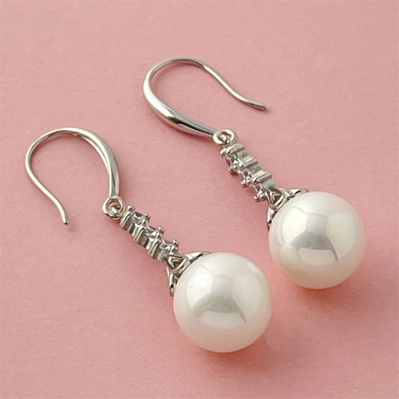 

925 sterling silver earrings zircons imitation pearl earrings ladies fashion simple birthday wedding anniversary jewelry gift