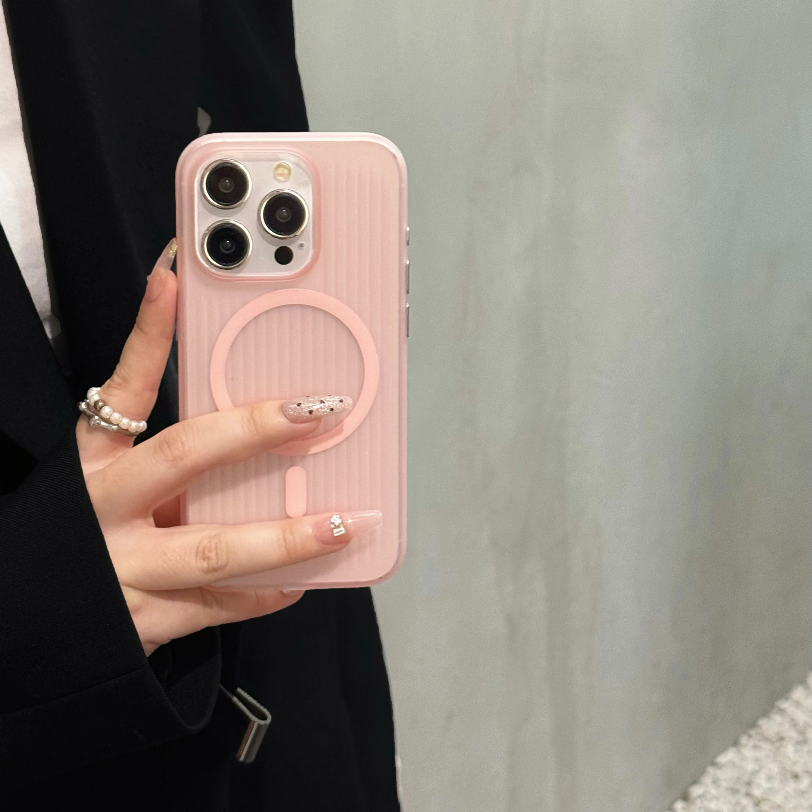 

Phone Case for Phone 16 Pro Max 15 14 Pro Max Magnetic Case [Wavy Texture] [Matte Clear] Magsafe Compatible Shockproof Co