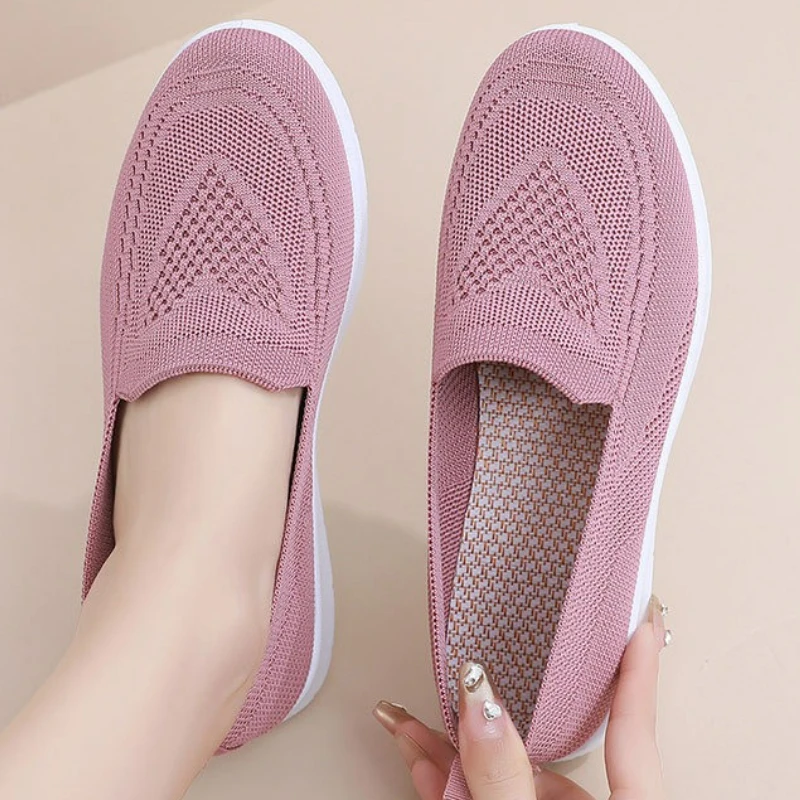Hot Sale Women's Shoes Mesh Flat Shoes Outdoor Lightweight Sneakers Loafers Soft Sole Mom Shoes Slip on Plus Size Casual Shoe