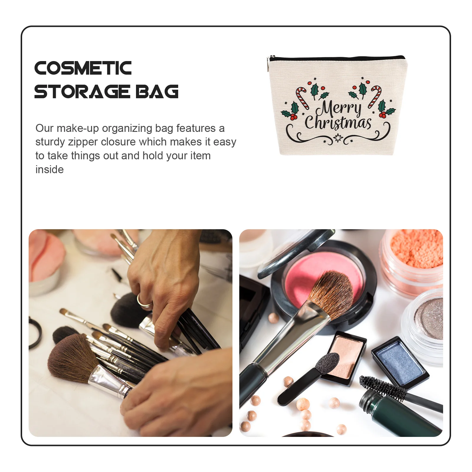 

2pcs Linen Makeup Bag Waterproof Zipper Travel Toiletry Pouch Durable Organizer Storage Bag For Women Girls Trip Gym