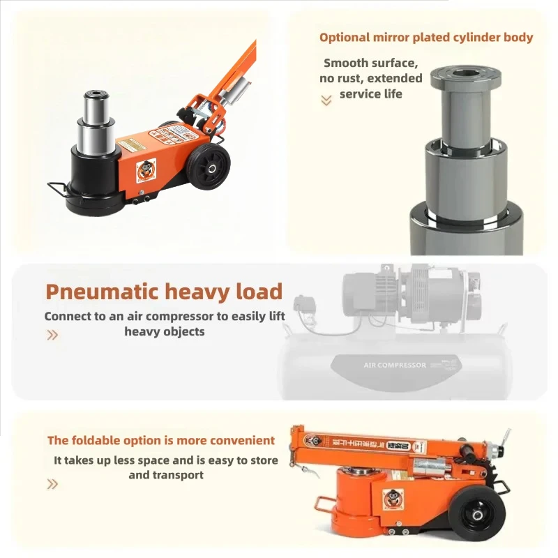 Horizontal Air Hydraulic Jack 80 Ton New Model 50T 100T Heavy Duty Dual Stage 120 Ton Auto Repair