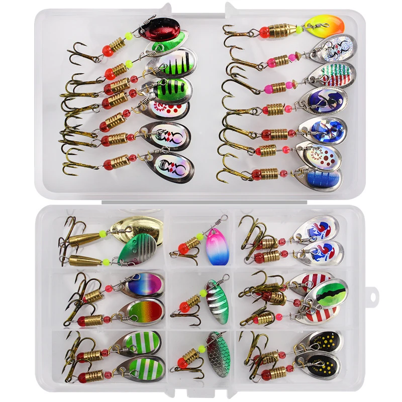 Metal Waterdrop Spoon Jig Set with Hook Bait kit Spinner Fishing Lure For Bass Pike Salmon Freshwater Salf Fishing