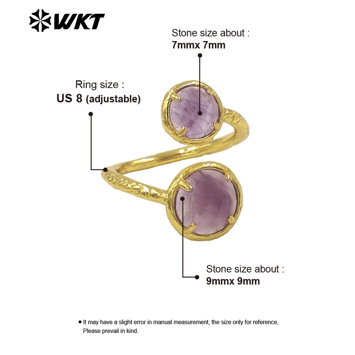 

WT-R530 Уникальный дизайн в форме змеи, двуглавое регулируемое кольцо с инкрустацией драгоценными камнями, 18-каратное позолоченное изысканное легкое роскошное ювелирное изделие