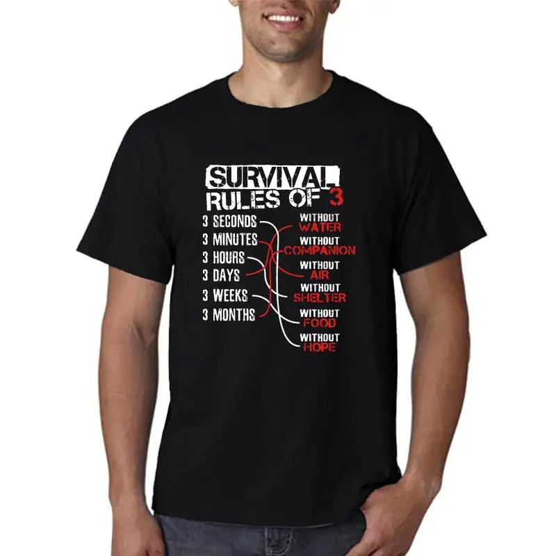 

Survival Rules Of Three Camping Gear Outdoor T Shirt Authentic Summer Cotton Standard Size Over Size S-5XL Designer Normal Shirt