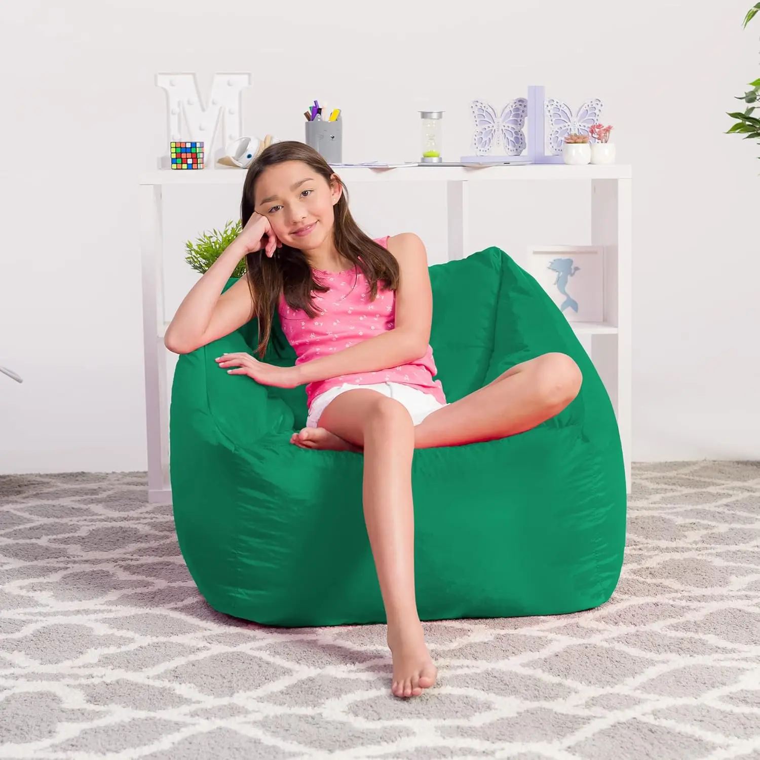 

Structured Comfy Bean Bag Chair For Gaming, Reading, And Watching Tv, Coronado Chair, Microsuede - Tide Pool