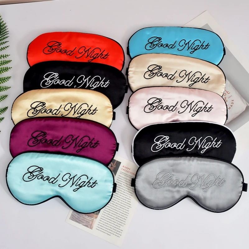 Embroidered Silk Sleep Mask Silk Eye Mask Soft Blackout Blindfold With Adjustable Strap Sleeping Eye Cover Mask For Travel