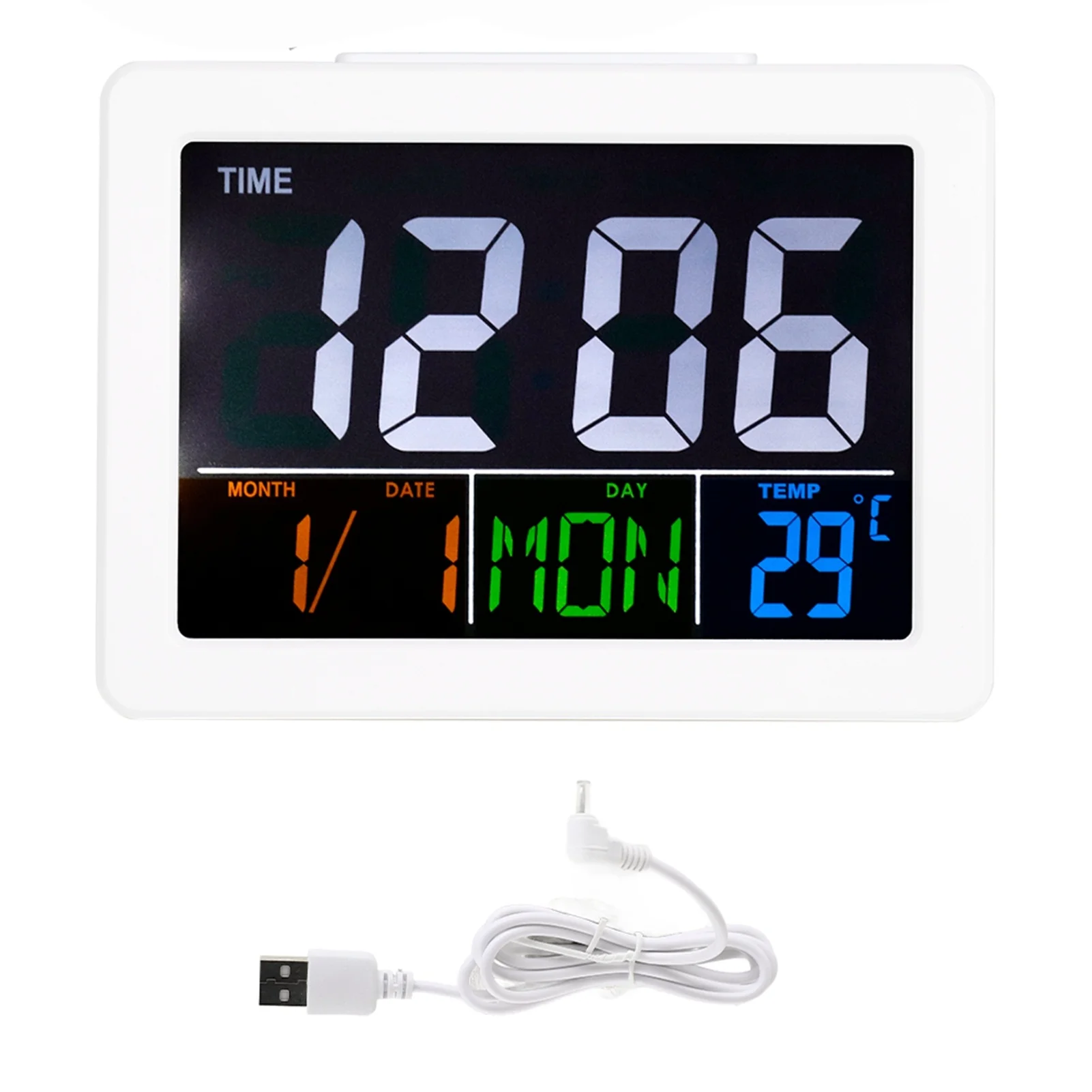 LCD Digital Alarm Clock Student Large Screen Time Temperature Display