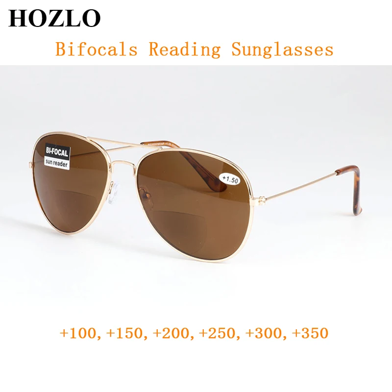 

New 2020 Fashion Pilot Bifocals Sun Reading Glasses Women Men Look Near Far Presbyopia Sunglasses Hyperopia Spectacles +1.0~+3.5