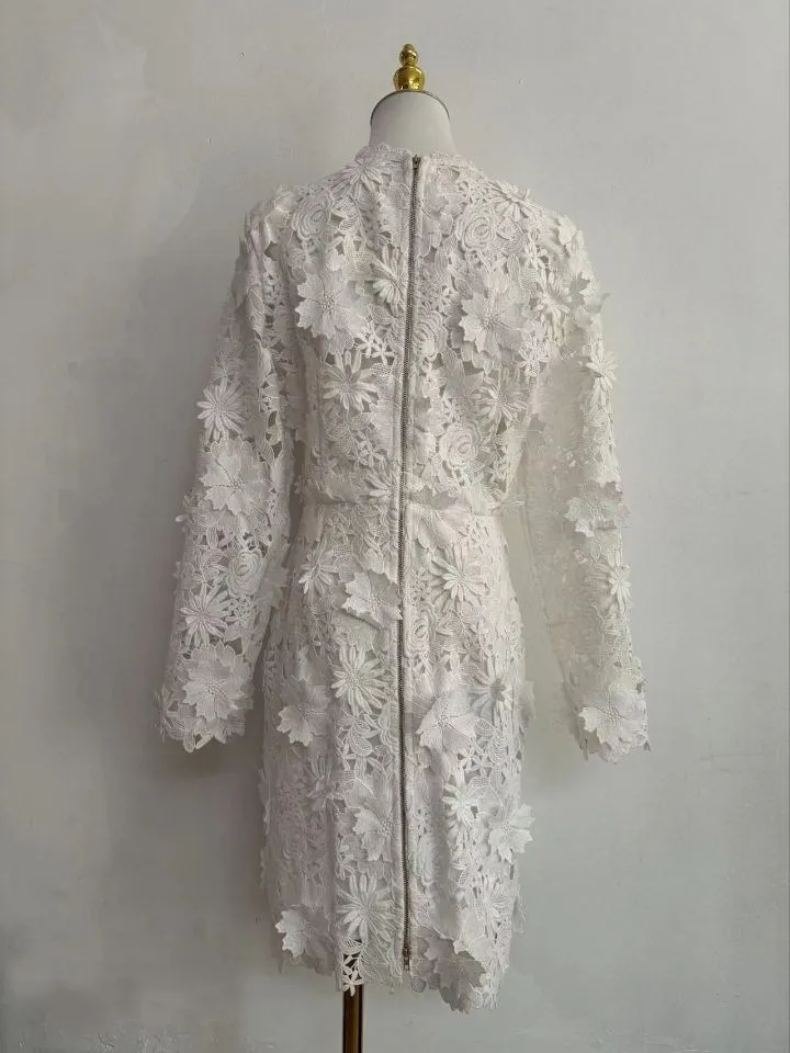 JAMERARY-Robe de Bal en Dentelle Blanche pour Femme, Broderie de Fleurs, Manches sulf, Mini Robe de Soirée, Éducatif, Occasions Formelles, Marque Designer