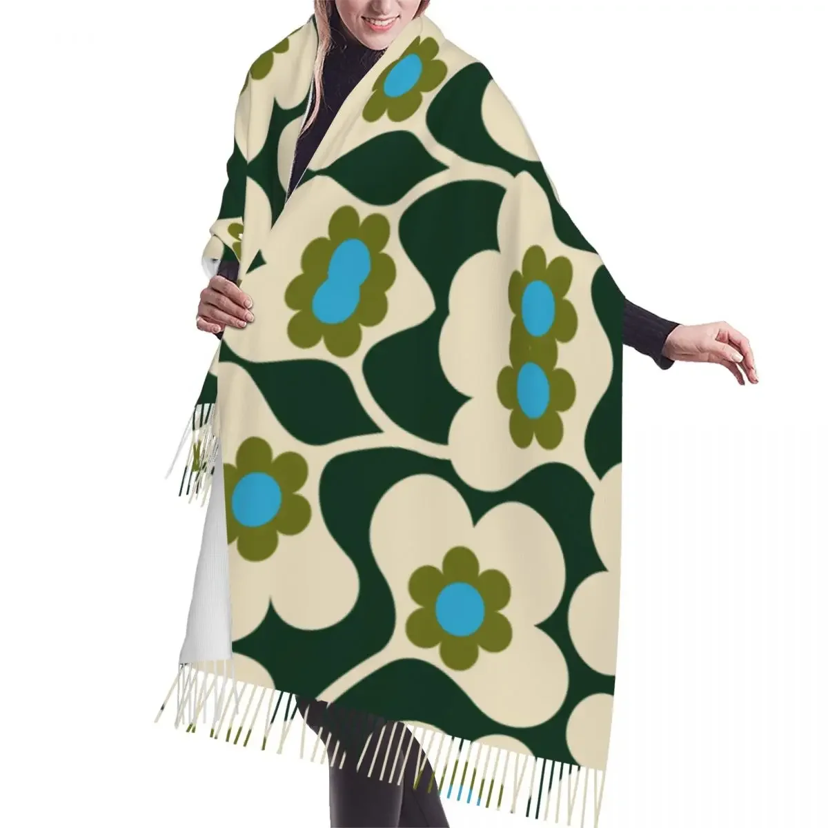 Custom Print Japonica Spruce Orla Kiely Scarf Wrap Women Long Winter Fall Warm Tassel Shawl Unisex Versatile Female Scarves