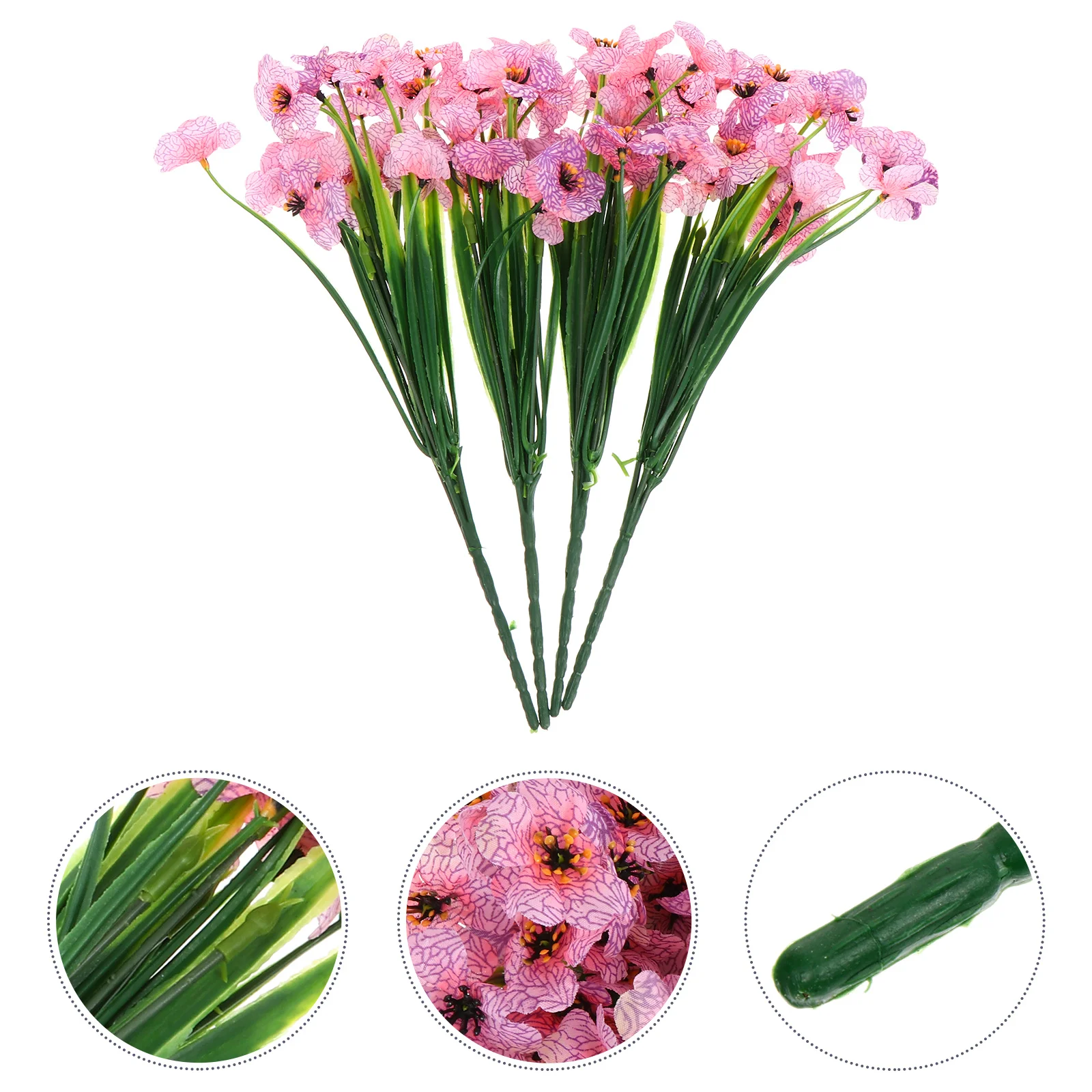 

Simulated Flower Set 4Pcs 17 Heads Purple Violet Artificial Blooms UV Resistant Fake Plants for Garden Home Wedding Decoration