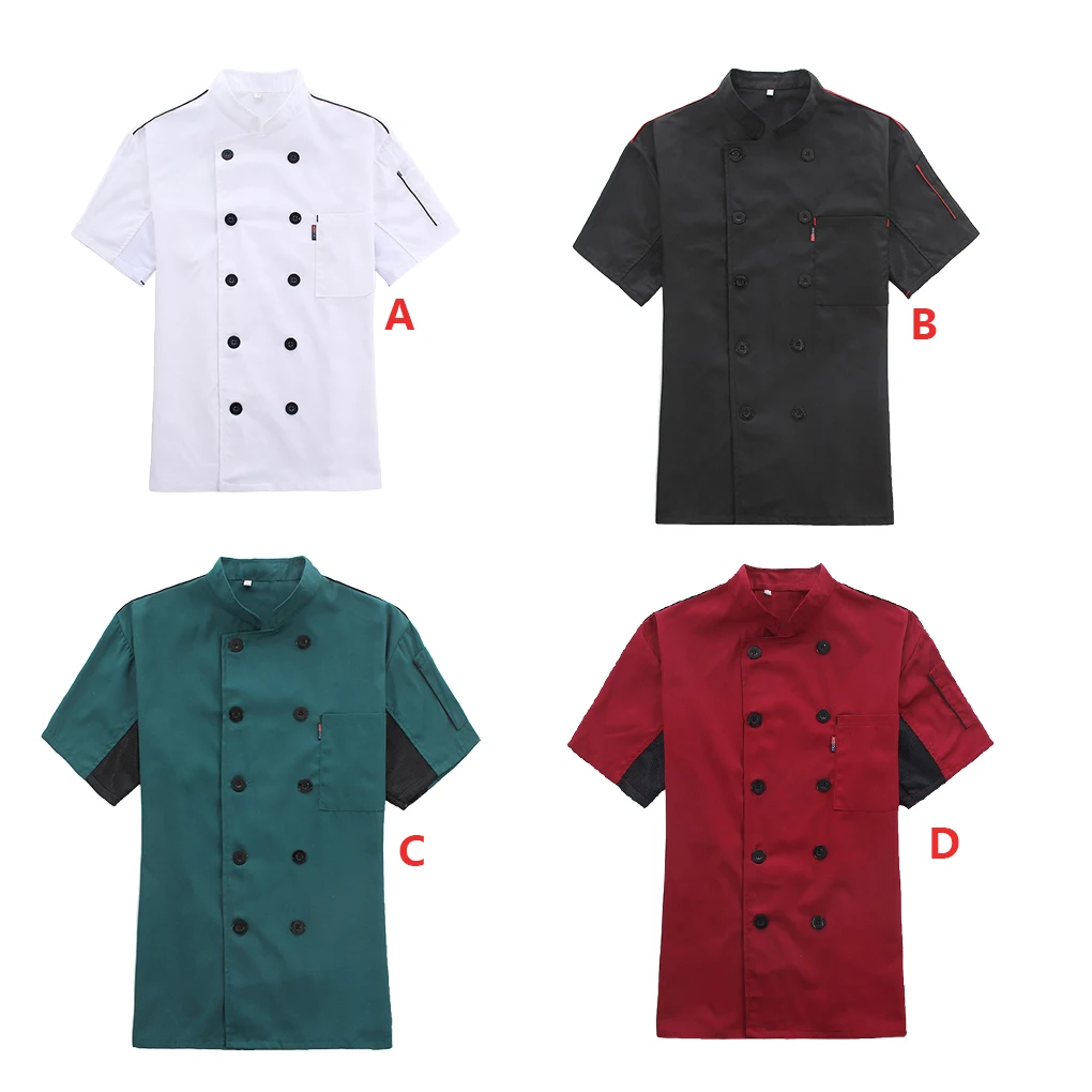 Coat Short Sleeve Cook Jacket Uniform Skin-friendly Clothes White 3XL