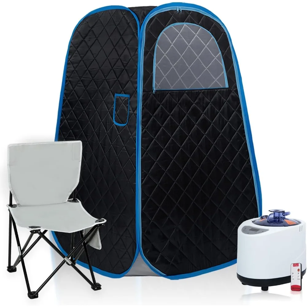 

Foldable Portable Steam Sauna, Personal Sauna Tent for Home SPA with 1000w 2.2L Steamer, Folding Chair, Remote Control, Black