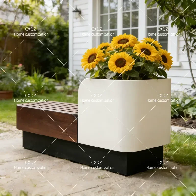 Modern Simple Flower Box Seat Stool Combination Outdoor Garden Decoration Chair Creative Commercial Street Landscape Seating