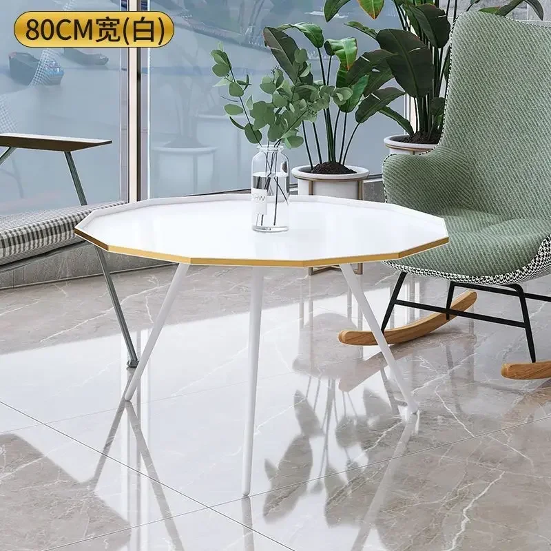 Petite Table Basse Polygonale en Acier Inoxydable, Table d'Appoint en Métal, Salon, Maison, délégations, Créatif