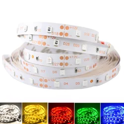 Led Strip 12V RGB 5M, Led Ribbon LED Lights NO Waterproof, 2835 60LEDS Strip Warm White Tape Flexible Diode TV Backlight