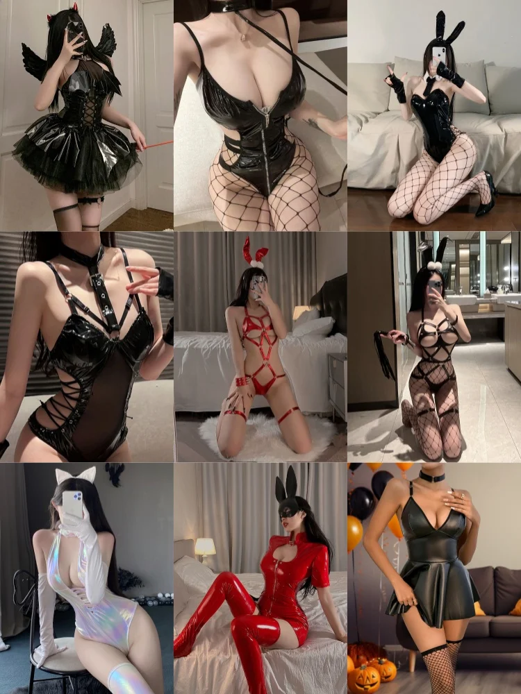 ملابس داخلية جلدية مثيرة للنساء ملابس داخلية Onlyfans المرحلة الزي لعب الأدوار المثيرة تأثيري ازياء نادي حفلة مكشوفة الملابس
