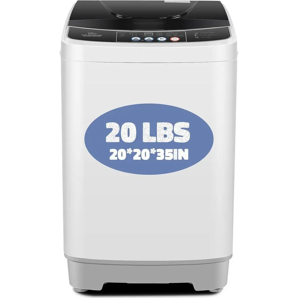Portable Washing hine or Aparent, 20Lbs 2.8Cu.t, Drain Pump | Washer and Dryer Combo, 350w Turbo Wash, 10 Progs 8 Water Levels,