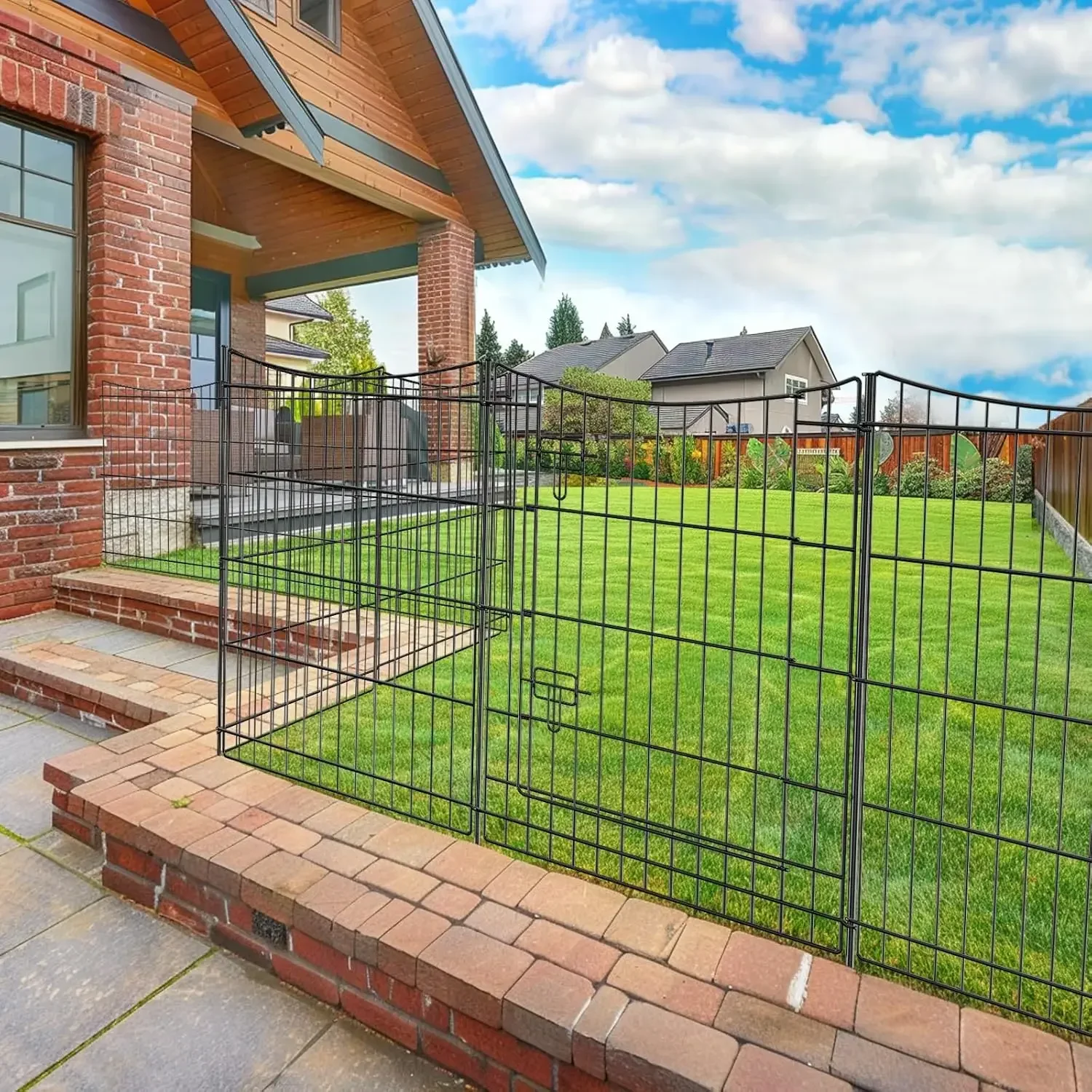 Garden Fence 12 Panels 23.6ft (L)×30in (H) Decorative Metal Fences with 11 Panels + 1 Gate, No Dig Animal Barrier Fencing Rustpr