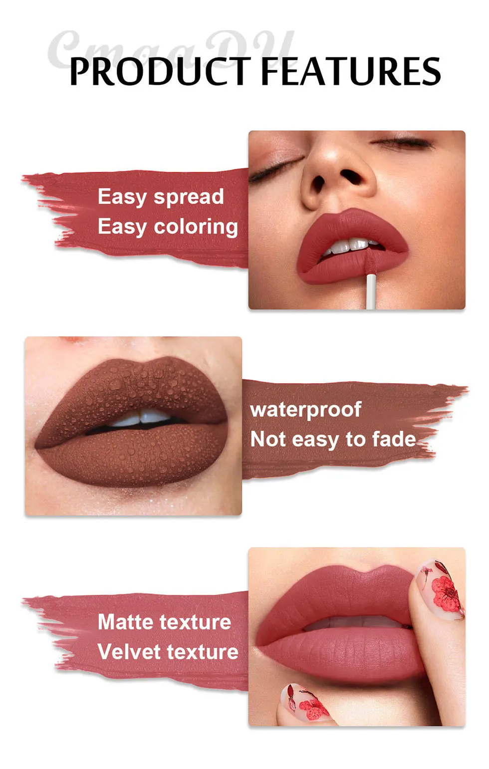 CmaaDu 6 Color/Set Nude Lipstick Crayon Long Lasting Matte Lip Stick Pencil 24 Hours Waterproof Moisturizer Colouring Lip Tints