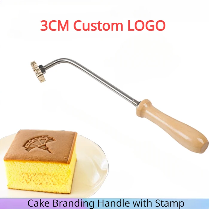 3cm Cartoon Pattern Cake Branding Iron Brass Mold Hot Stamping Burger Pie Custom Logo Heating Handle Leather Wood Pressing