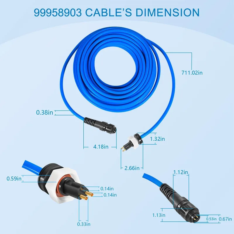 99958903 DIY Pool Cleaner Blue Communication Floating Cable Fit For Maytronics Dolphin S200, Active 20, Triton PS, Discovery