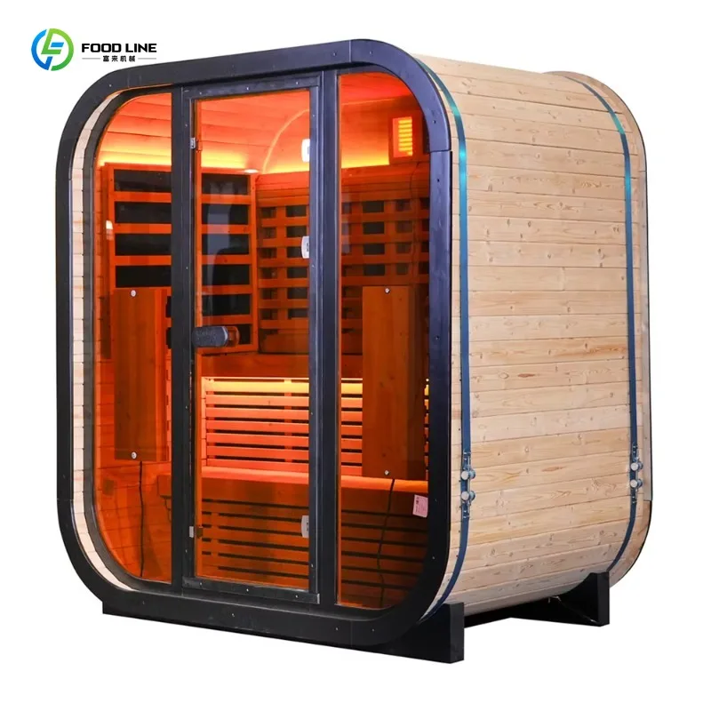 3-4 Person Square Fitness Sauna Ergonomically Designed Solid Wood Dry Steam Sauna Cabin For Home Gym