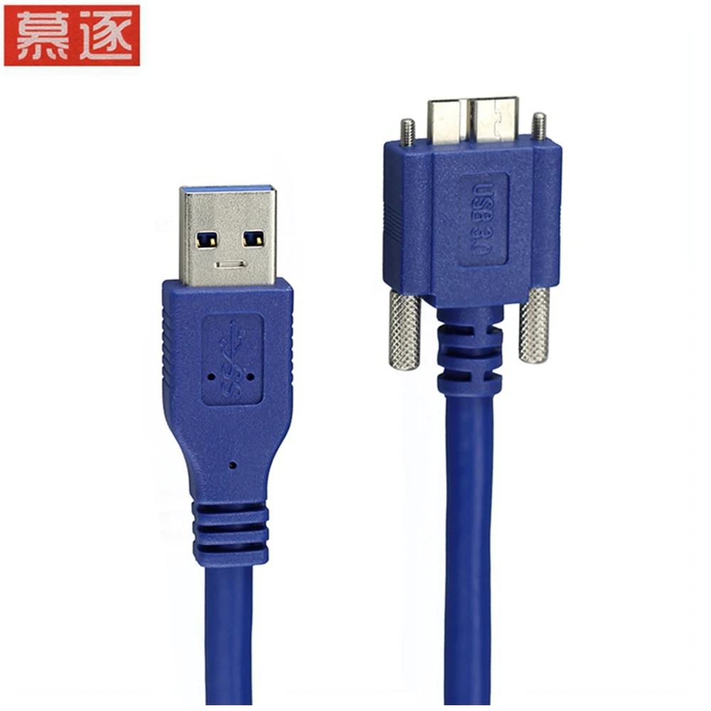 5Gbps Micro B USB 3.0 kabel Micro B przewód ze złączem mocowanie panelu śruba blokująca zapobiega odpadaniu 0.6m 1m 1.8m 3m