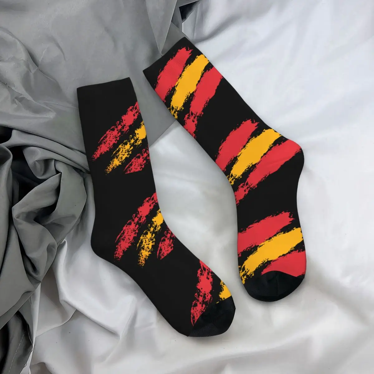 Fashion Spanish Flag Basketball Socks Spain Espana Polyester Crew Socks for Unisex Non-slip