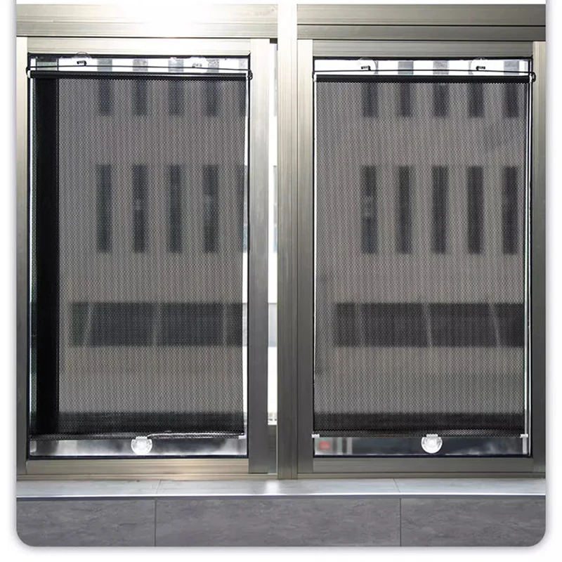New Retractable Roller Blinds Black Suction Cup Roller Shades Portable UV-Protection Curtains Auto Truck Car Window Sun Visors