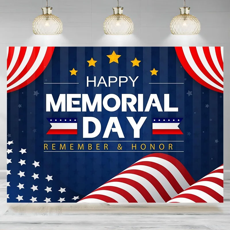 Memorial Day Decorations Backdrop Banner Remember  Honor Soldier Party Thank You Veterans Photography Background Party