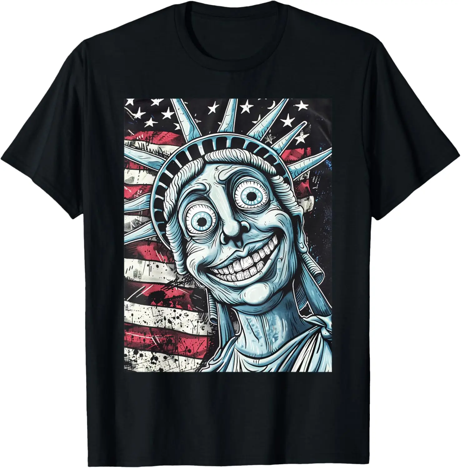 Chuckling With Liberty Statue Of Liberty And American Flag T-Shirt