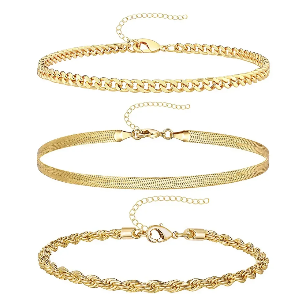 3Pcs Stainless Steel Beach Anklet Set For Women Waterproof Snake Twisted Rope Chain On Foot Jewelry Girls Summer Ankle Bracelet image 3
