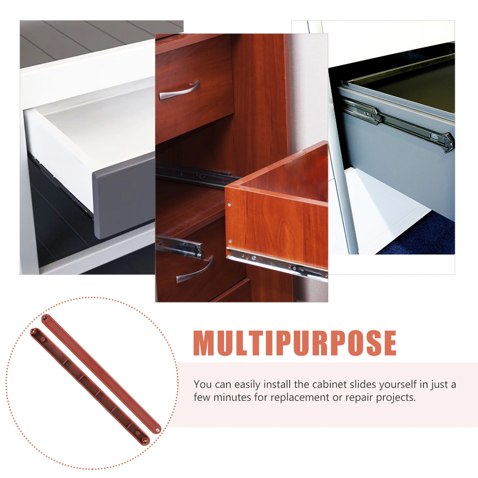 

2Pcs Drawer Slides Bottom Mount Plastic Cabinet Slides Furniture Rails for Cabinet Drawer Replacement Parts Low Noise Smooth