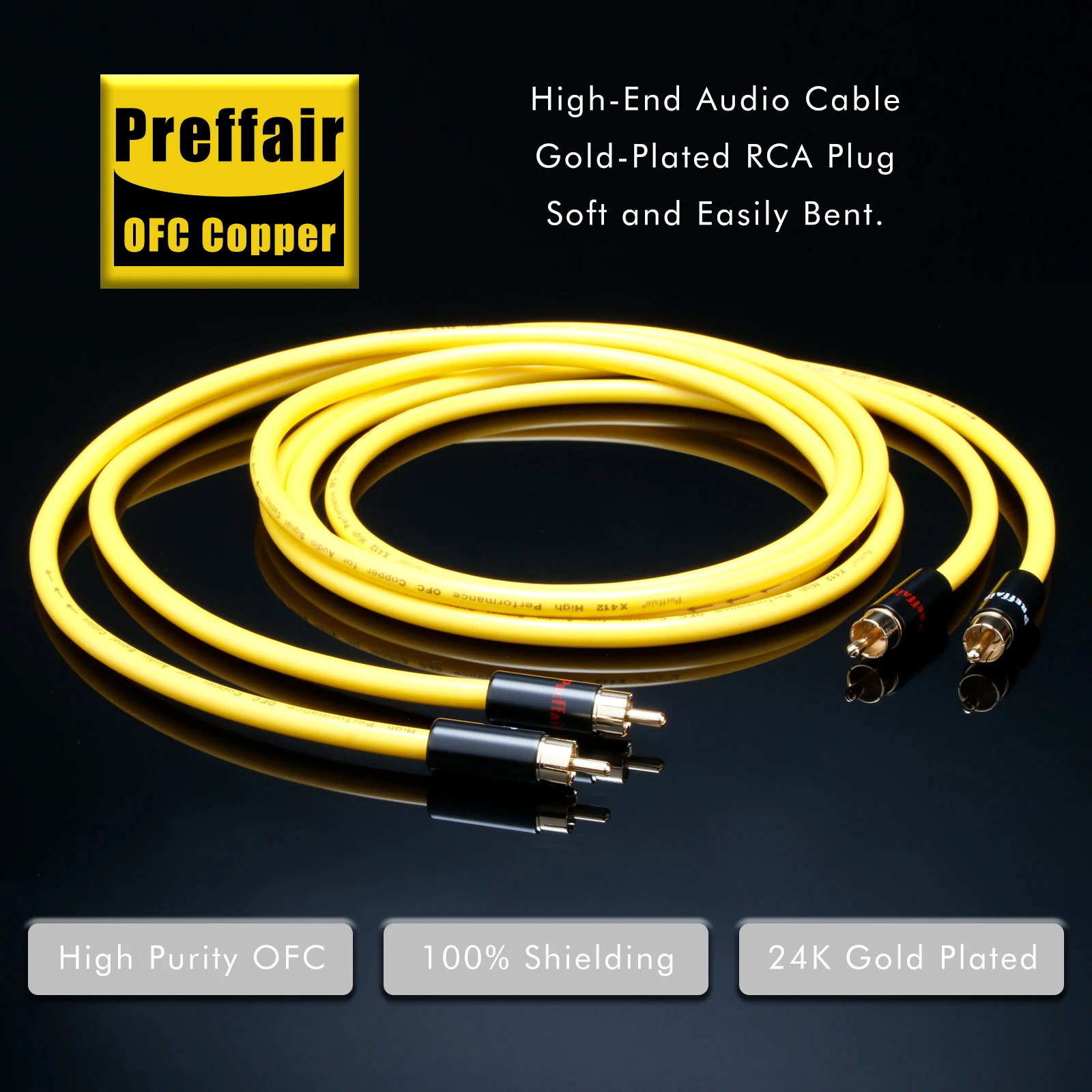 High Quality RCA Audio Cable OFC Copper HIFI RCA Audio Interconnect Cable with Gold plated RCA Plug for AMP
