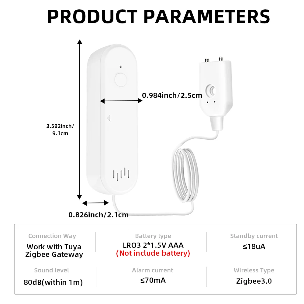 インテリジェントライフ漏水センサー,80dbサウンドの洪水検出器,アプリケーション通知アラート,Tuya Wi-Fi,Zigbee