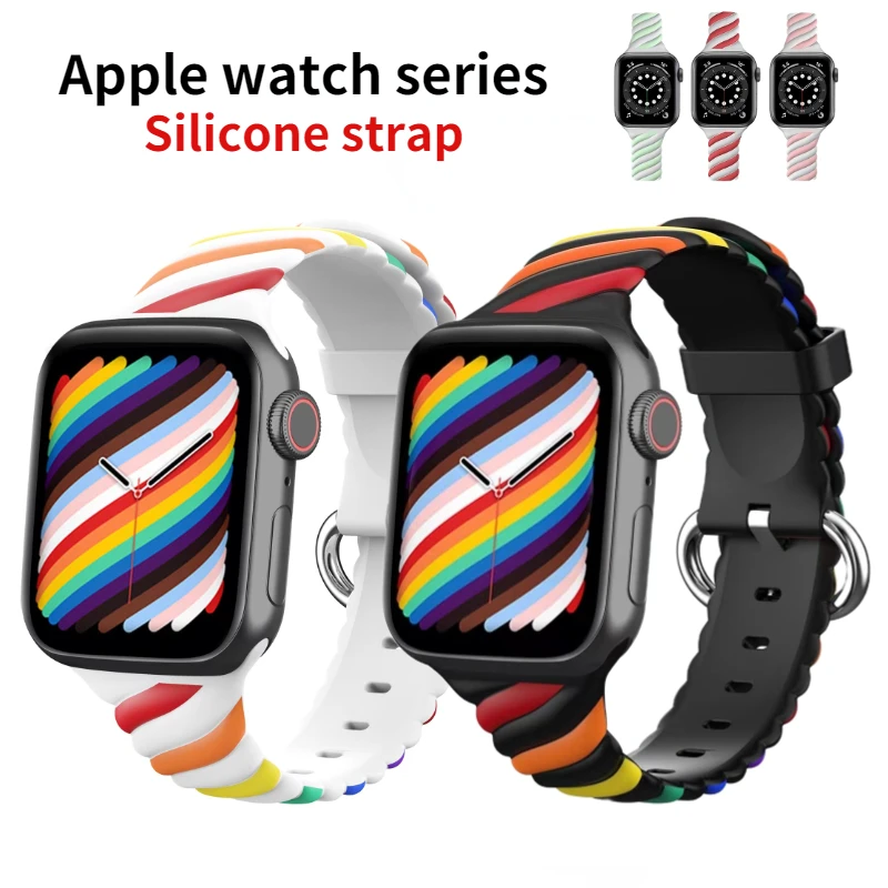 

Силиконовый ремешок для Apple watch Ultra 8 7 49 мм 45 мм 41 мм 44 мм 6 5 4 SE 44 мм 40 мм, спортивный браслет для iwatch 3 42 мм 38 мм