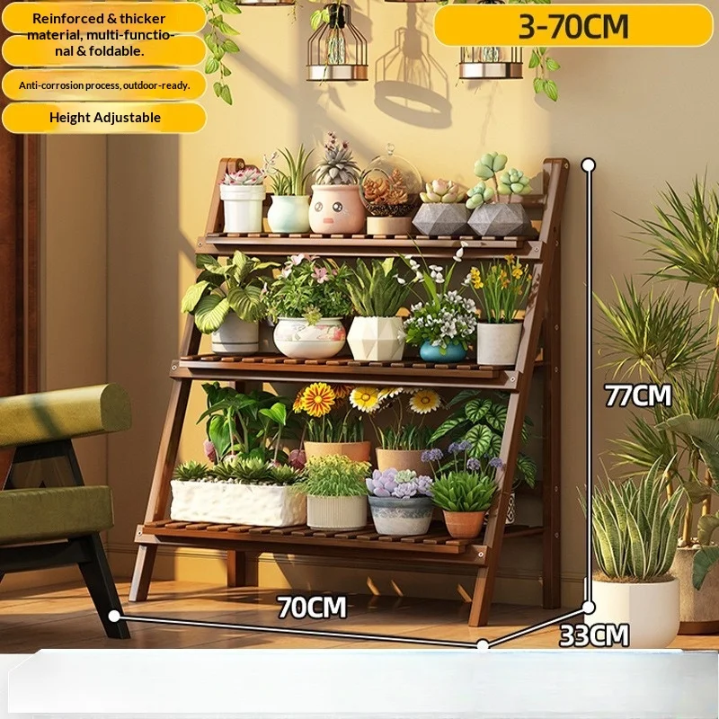 Space Saving Plant Rack Foldable Tiered Plant Stand Indoor Outdoor Multi Level Flower Pot Display Rack Rustproof Balcony