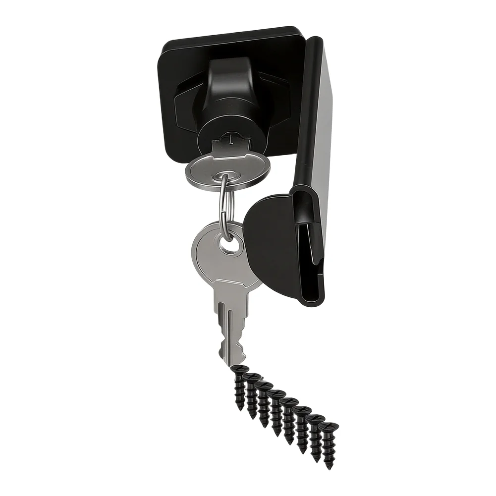 Home Security Door Hasp Lock Silver Ready To Install Stainless Steel Construction Extended Sliding Ear Keyed Locking