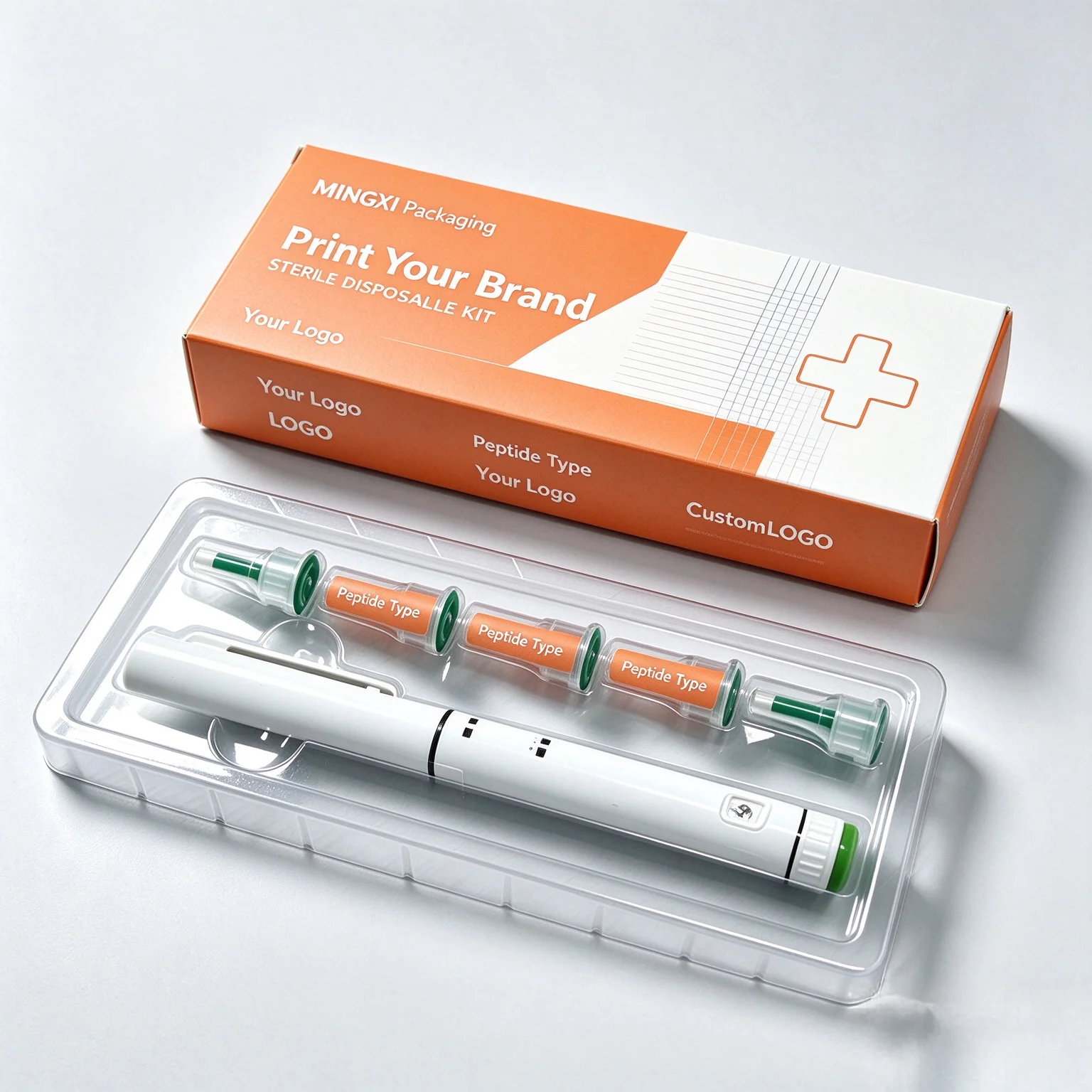 Custom Injection Pen Packaging Box,Printed Foldable Paper Box for Medical Pen Kit and Medicine Packaging