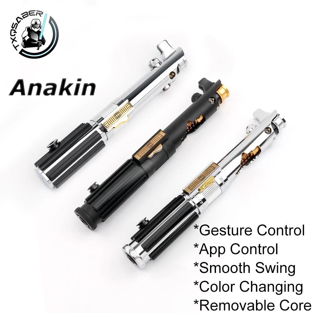 

TXQSABER Световой меч Анакин Скайуокер Smooth Swing Laser Sabre Металлическая рукоять Кристалл Bluetooth Управление Меняющая цвет игрушка-без лезвия
