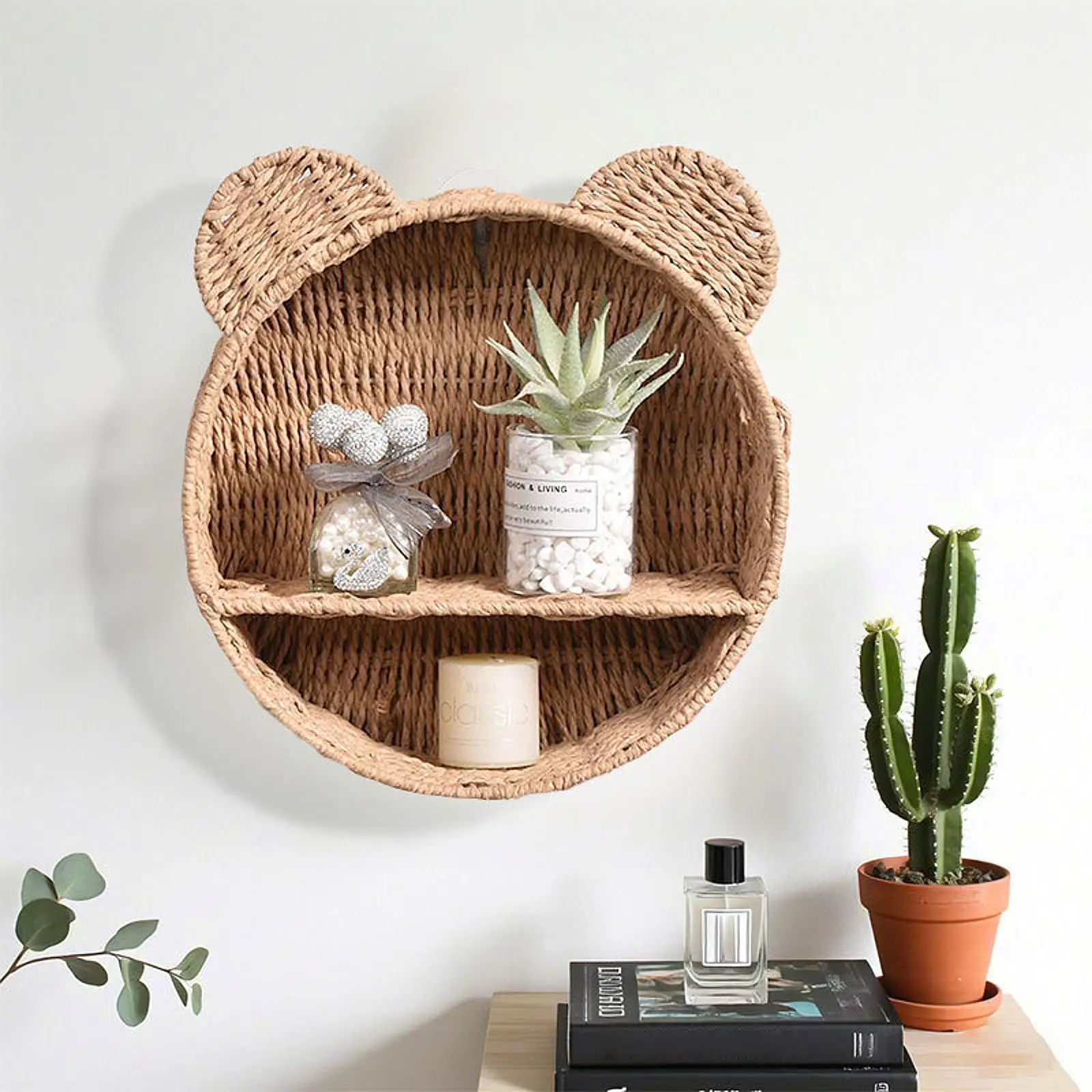 Wall Shelf Nursery Decor Handwoven Creative Small Paper Rope Wall Mounted Shelves for Stuffed Animal Living Room Toys Nursery